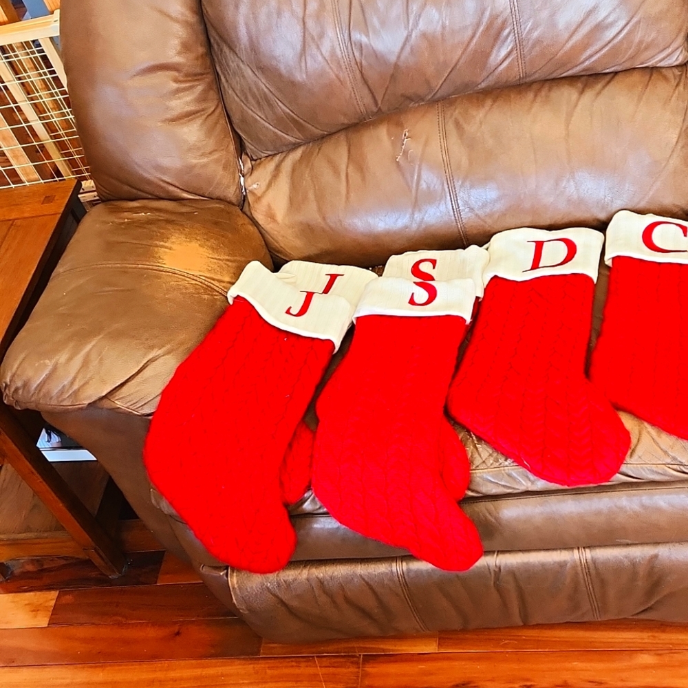 Various Christmas stockings with initials on them, selling separately. - Picture 1 of 8